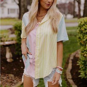 Color Block Button Up